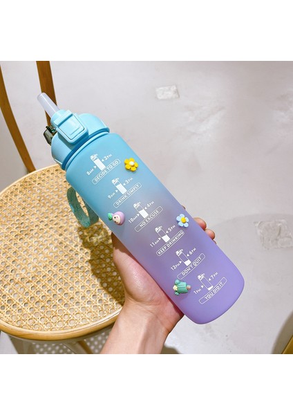 Saman Açık Spor Plastik Bardak ile Taşınabilir Büyük Kapasiteli 1l Su Şişesi (Yurt Dışından)