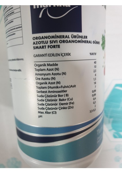 Smart Forte Azotlu Sıvı Organomineral Gübre (Hümik&fülvik Asit )Ilaveli 1 Lt
