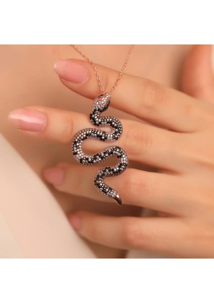 925 Ayar Gümüş Leopar Desenli Yılan Kolye modelleri