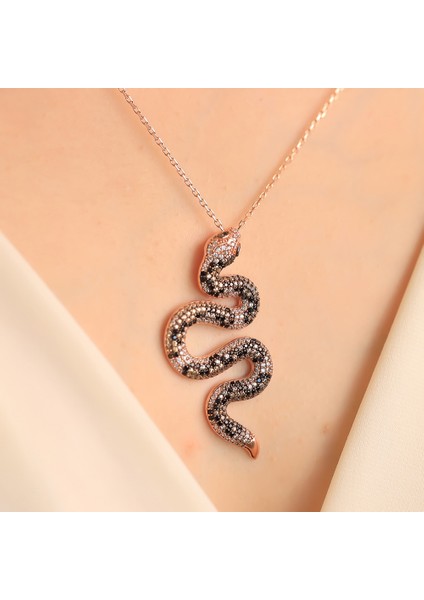 925 Ayar Gümüş Leopar Desenli Yılan Kolye fırsatları