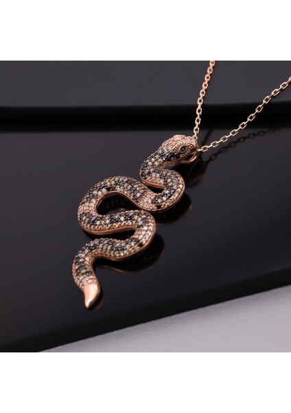 925 Ayar Gümüş Leopar Desenli Yılan Kolye indirimleri