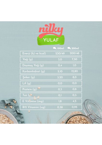 Yulaf Sütü Bitkisel Bazlı Laktosuz Vegan 6x1 lt