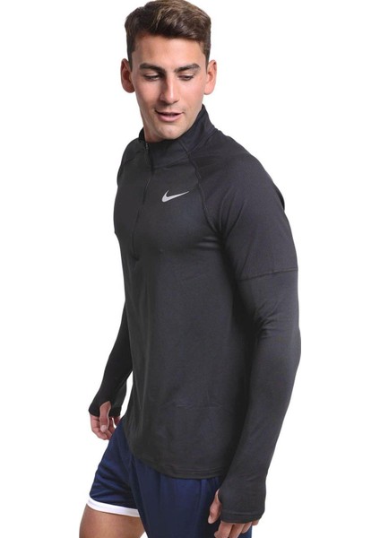 Dri-Fit Element Running Yarım Fermuar Siyah Erkek Antreman Üstü