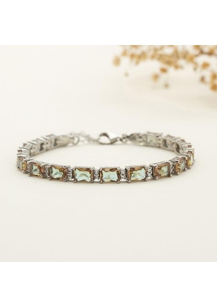 Zultanit Taşlı Baget Su Yolu Gümüş Bileklik