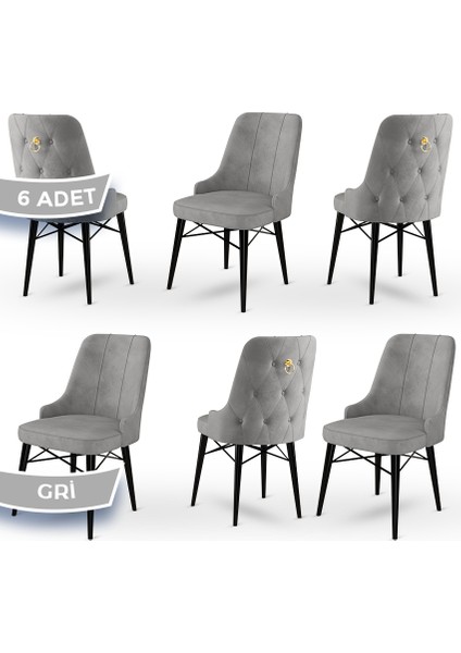 Concept Pare Serisi, Sandalye , 6 Adet Sandalye, Siyah Gürgen Ayak