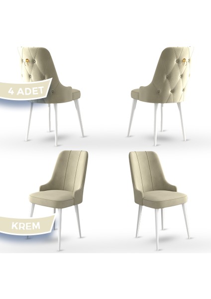 Concept Enoa Serisi , 4 Adet Sandalye, Beyaz Gürgen Ayak