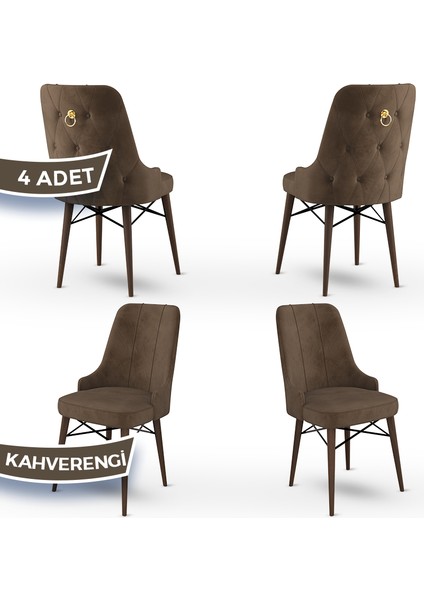 Concept Pare Serisi, Sandalye, 4 Adet Sandalye, Ceviz Gürgen Ayak