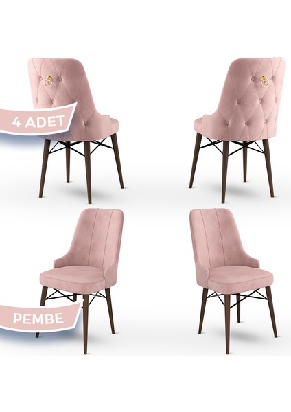 Concept Pare Serisi, Sandalye, 4 Adet Sandalye, Ceviz Gürgen Ayak