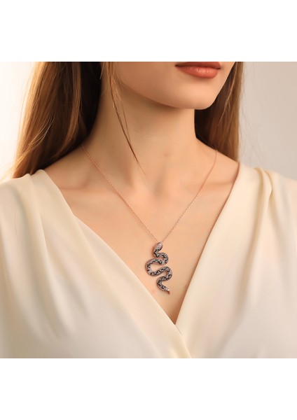 925 Ayar Gümüş Leopar Desenli Yılan Kolye fiyatları