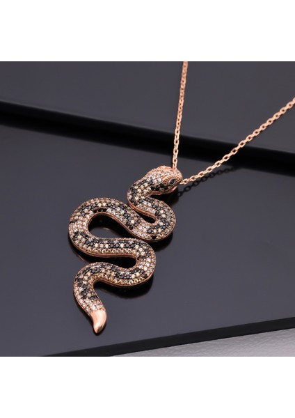 925 Ayar Gümüş Leopar Desenli Yılan Kolye indirimleri