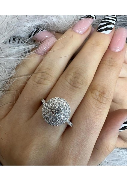 14 Ayar Beyaz Altın Taşlı Yüzük 3,57 gr fırsatları