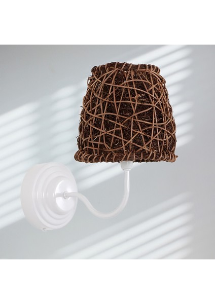 Rattan Duvar Aplik Bohem Dış Mekan Aplik 29X24CM