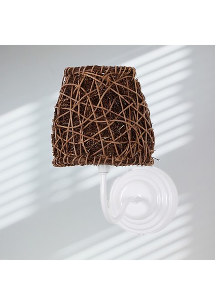 Rattan Duvar Aplik Bohem Dış Mekan Aplik 29X24CM