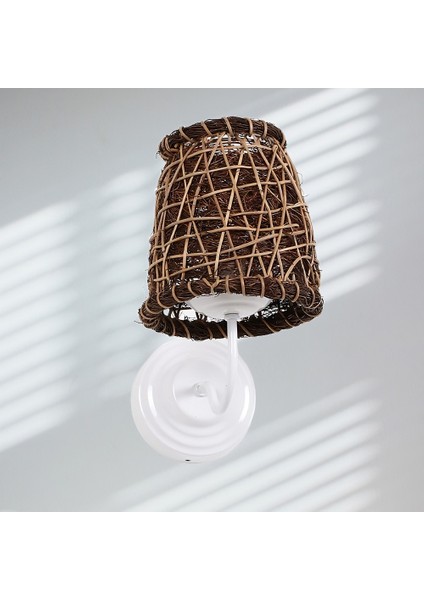 Rattan Duvar Aplik Bohem Dış Mekan Aplik 29X24CM