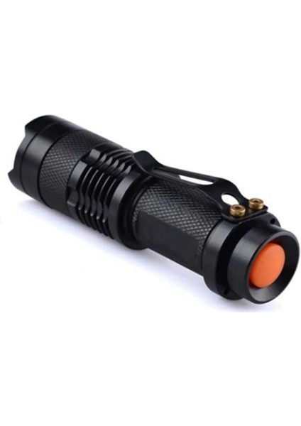 Or-87 Polis Tipi Şarjlı Zoomlu T6 LED Metal El Feneri - Dağ Kamp Cep Feneri