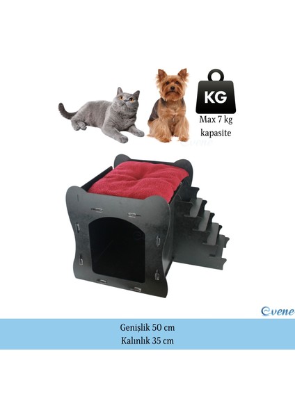 Büyük Kedi Evi Dekoratif Ahşap Dayanıklı 50X35 cm Kedi Yatağı Merdivenli Model fiyatları