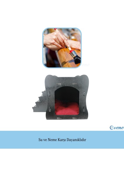 Büyük Kedi Evi Dekoratif Ahşap Dayanıklı 50X35 cm Kedi Yatağı Merdivenli Model indirimleri