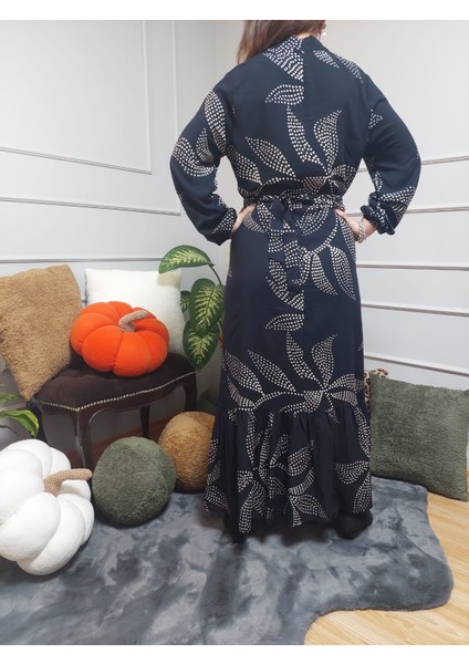 Siyah Kuşaklı Çiçek Desenli Elbise10 indirimleri