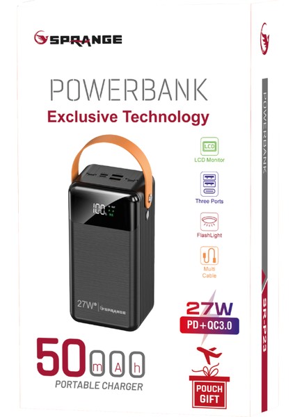 SR-P23 50000 Mah 2in1 USB Kablo Powerbank