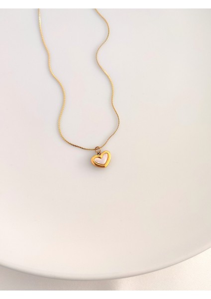 Kadın 316L Paslanmaz Çelik Gold Minimal Sade Kalp Kolye