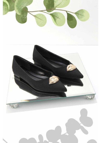 Mat Siyah Saten Kadın Babet K01327060138