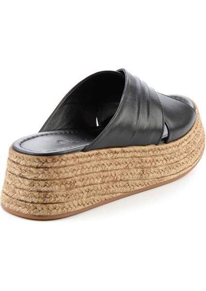 Siyah Deri Kadın Terlik K04290023003 fırsatları