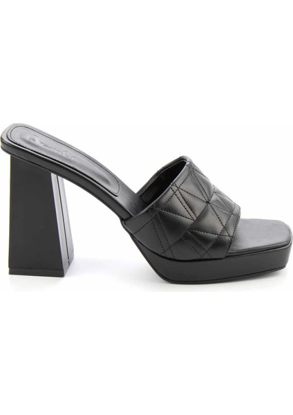 Kadın Terlik Siyah Renk Yüksek Topuklu Suni Deri Günlük Rahatlık Sunar fiyatları