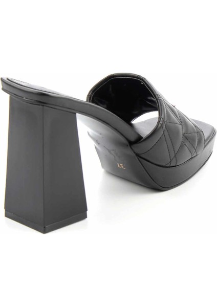 Kadın Terlik Siyah Renk Yüksek Topuklu Suni Deri Günlük Rahatlık Sunar fırsatları