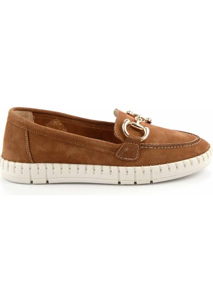 Camel Süet Deri Kadın Loafer Ayakkabı K01303333302