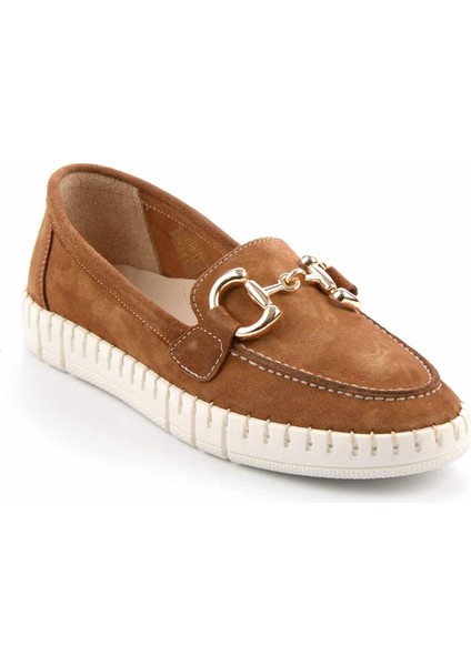 Camel Süet Deri Kadın Loafer Ayakkabı K01303333302