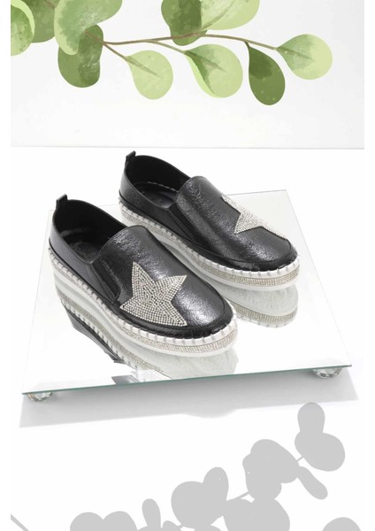 Siyah Lame Kadın Casual Ayakkabı K01309215609