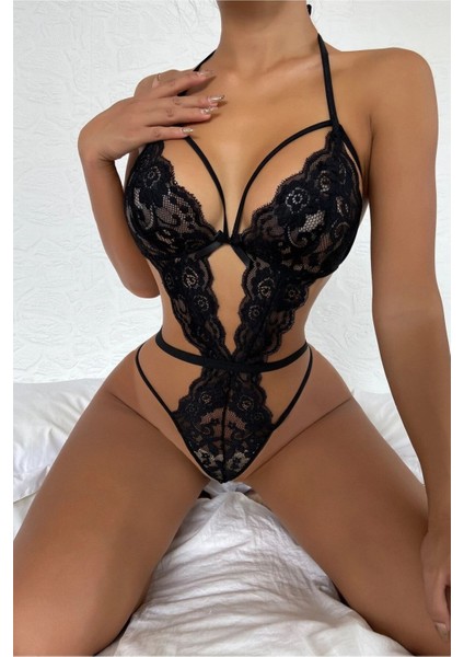 Kadın Dantelli Tül Şık Babydoll Gecelik - Tek Parça İç Çamaşırı Bodysuit - 6800