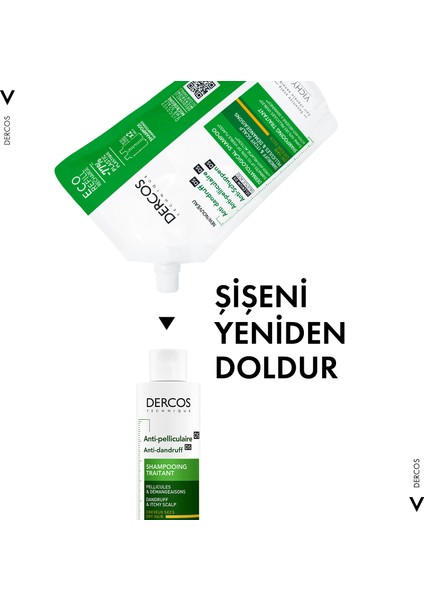 Dercos Anti-Dandruff Kepek Bakım Şampuanı - Kuru Saçlar - Yeniden Dolum Paketi 500 ml