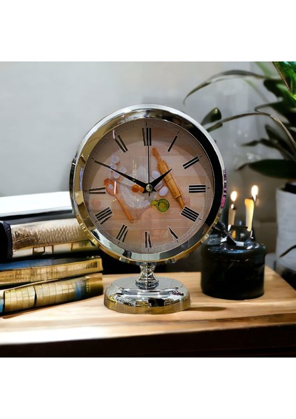 Krom Metal Ofis Salon Otel Masa Saati 25*20 cm V4 fiyatları