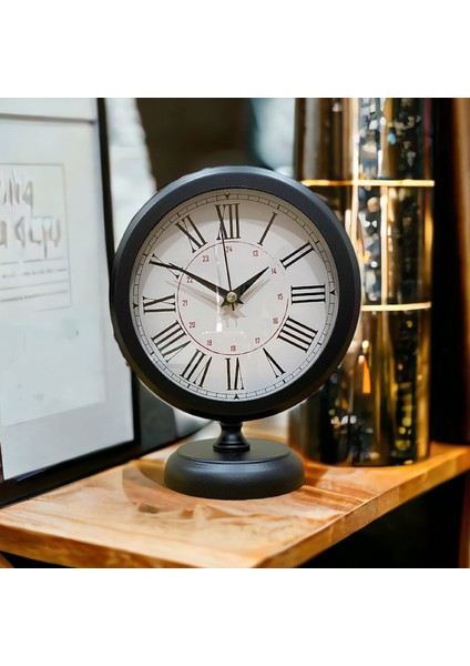 Siyah Metal Ofis Salon Otel Masa Saati 25*20 cm V9 fırsatları