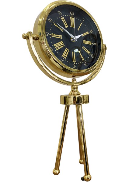 Gold Metal Ofis Salon Otel Masa Saati 26*45 cm H2