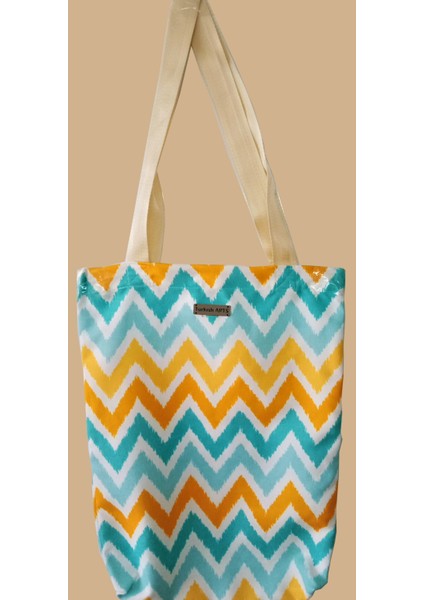 Turkısh Arts Renkli Zikzak Bayan Omuz Çantası, Kumaş Çanta, Tote Bag fiyatları