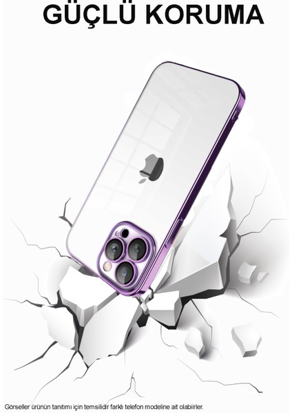 Apple iPhone 14 Pro Max ile Uyumlu Kapak Lens Korumalı Arkası Şeffaf Sert Mika Kılıf - Siyah
