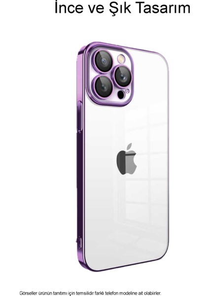 Apple iPhone 14 Pro Max ile Uyumlu Kapak Lens Korumalı Arkası Şeffaf Sert Mika Kılıf - Siyah
