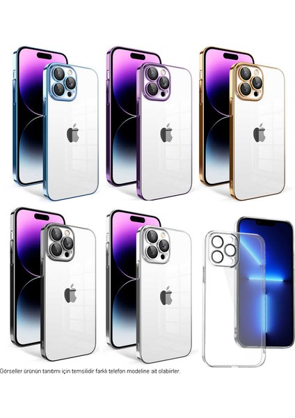 Apple iPhone 14 Pro Max ile Uyumlu Kapak Lens Korumalı Arkası Şeffaf Sert Mika Kılıf - Siyah