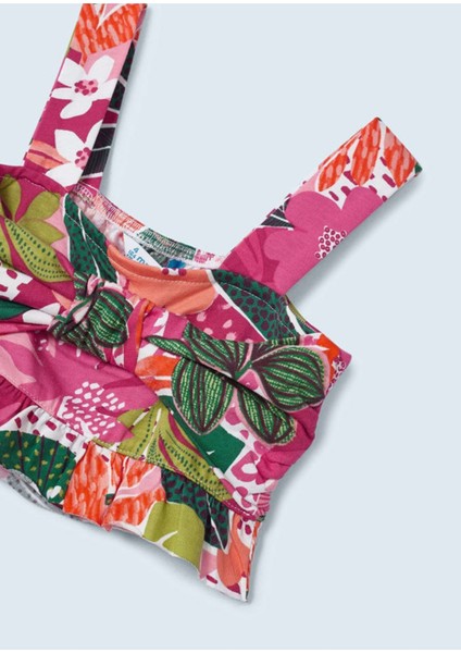 Kız Çocuk Takım Baskılı 2'li Şort Set Pembe