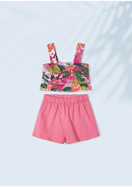 Kız Çocuk Takım Baskılı 2'li Şort Set Pembe fiyatları