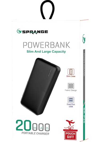 SR-P20 20000 Mah Micro-Type-C Şarj Girişli Powerbank