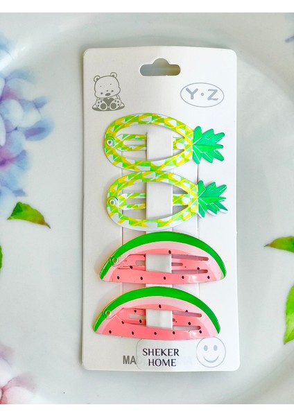 4 Lü Meyveli Çıt Çıtlı Yeni Trend Kız Çocuk Toka Seti fiyatları