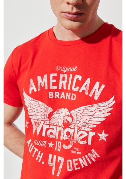 Wrangler Erkek Kırmızı Bisiklet Yaka Tişört