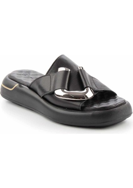 Siyah Deri Kadın Terlik K04292770203 fırsatları