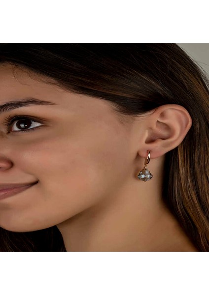 Swarovski Crystal Taşlı Gümüş Yeşil Taşlı Damla Sallantılı Kadın Küpe