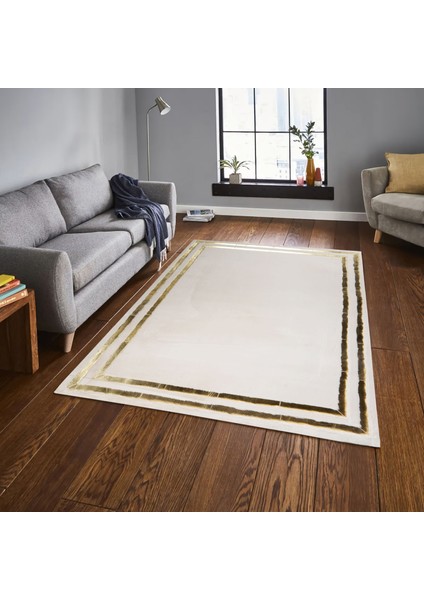 Gold Varaklı Krem Peluş Halı 170 X 240 Cm fırsatları