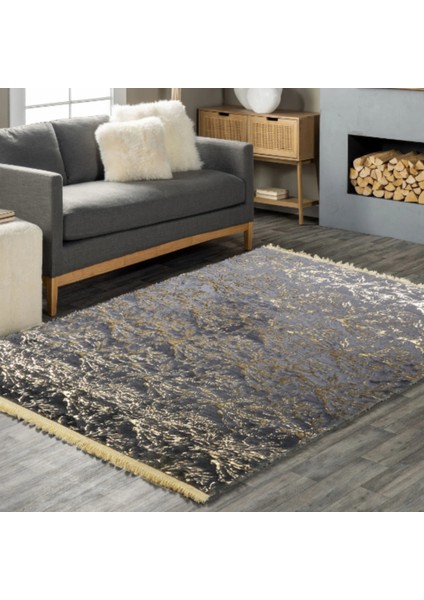Antrasit Gold Kuşayağı Bordürlü Peluş Halı 160 X 230 Cm fiyatları