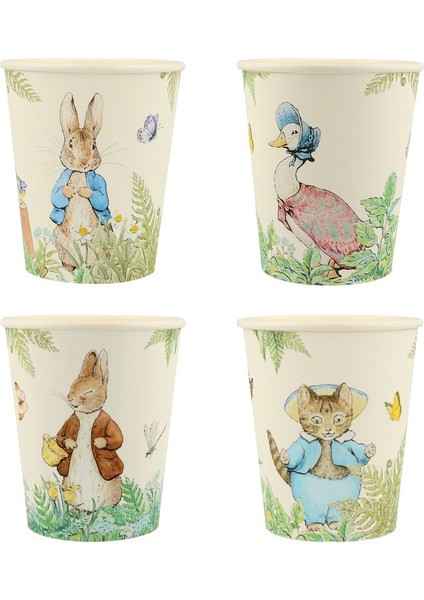 - Peter Rabbit In The Garden Cups - Peter Rabbit Bahçede Bardaklar - 8'li